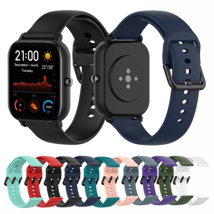 Set of color silicone watch bands for smartwatch, with adjustable hole straps.