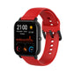 Red soft silicone watch band with perforated holes and buckle clasp