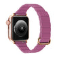 Reverse buckle magnetic watch band, purple strap with rose-gold metal loop clasp