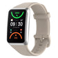 Light beige soft silicone watch band with adjustable holes and buckle clasp.