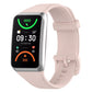 Light pink soft silicone watch band with adjustable holes and buckle clasp.
