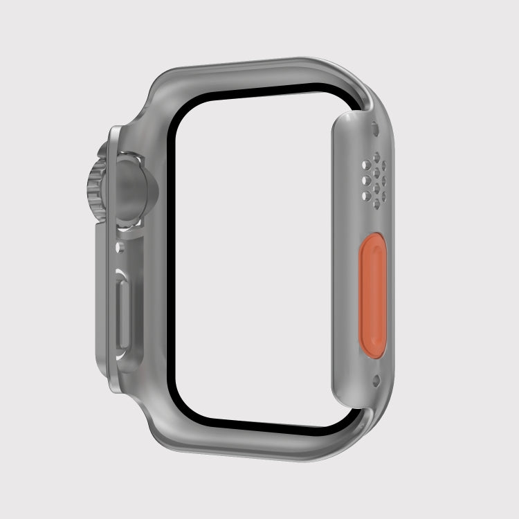 45mm smartwatch protective case, silver frame with orange side button covers