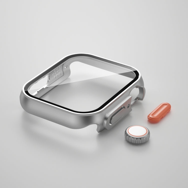 45mm smartwatch protective case, gray shell with detachable button and orange accessories