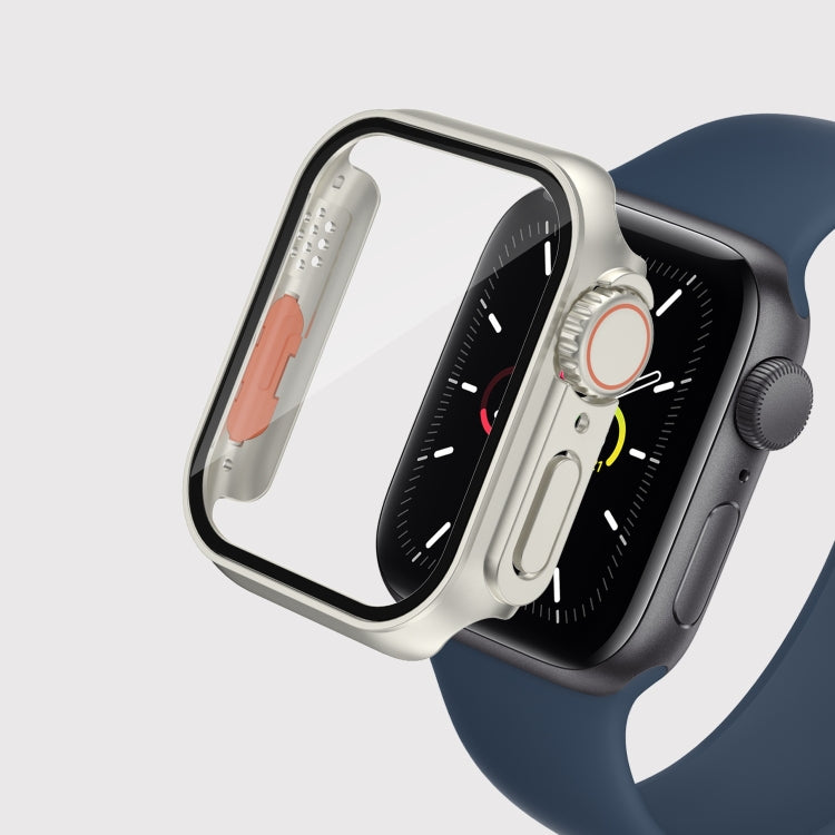 Apple Watch 45mm case with detachable button, silver transparent front