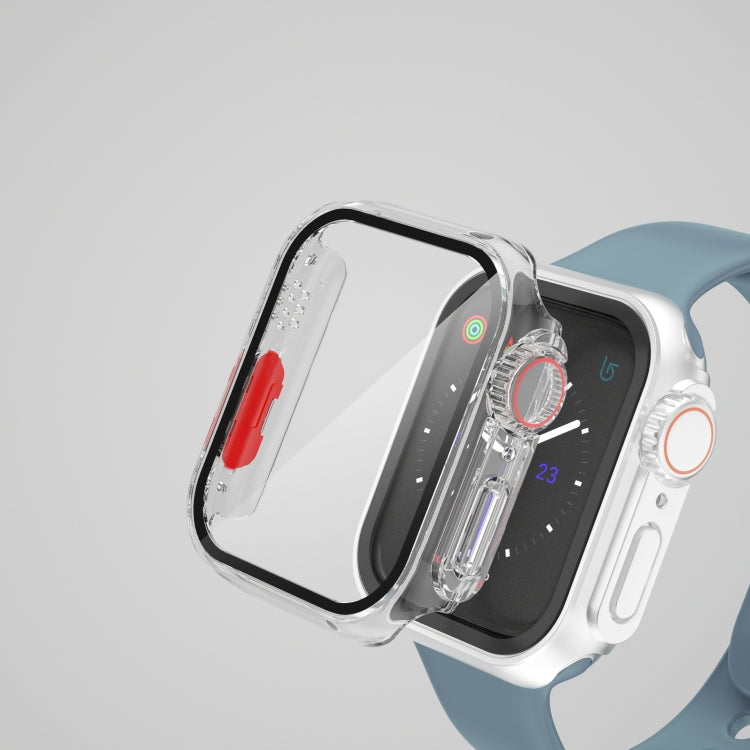 45mm smartwatch protective case, clear frame with orange detachable button and side cutouts