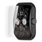 Clear hydrogel film screen protector on black smartwatch, curved edge fit