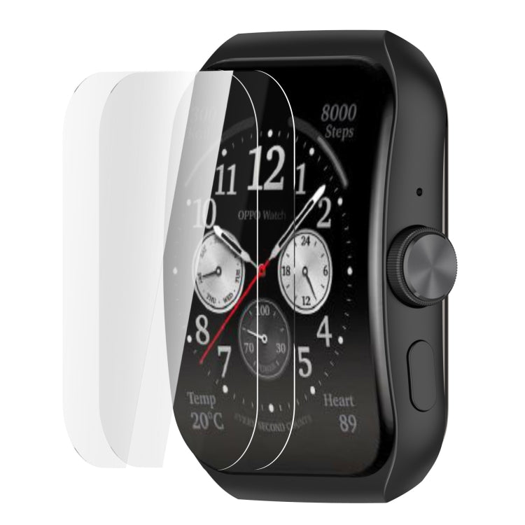Clear hydrogel film screen protector on black smartwatch, curved edge fit