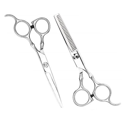 Professional hair cutting and thinning scissors set, two stainless steel shears