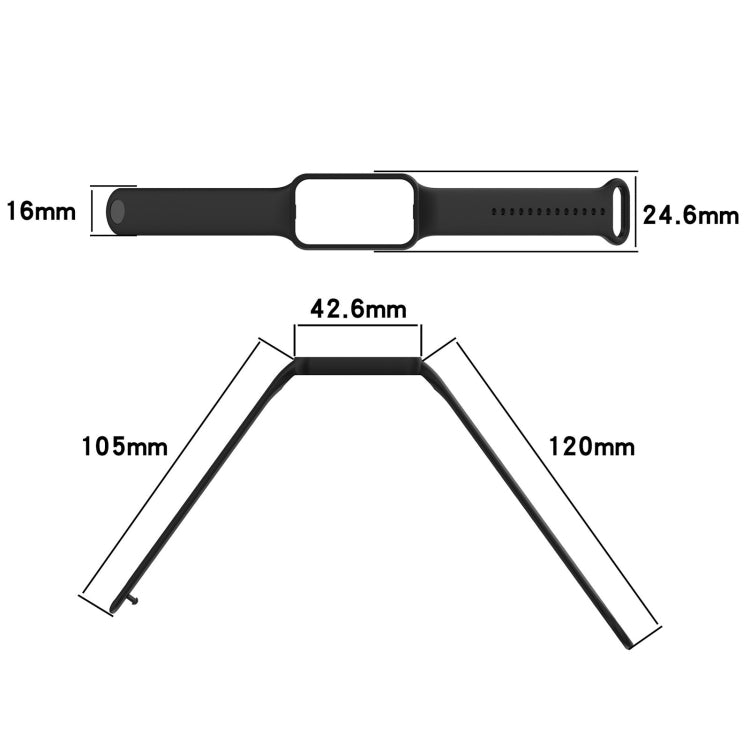 Silicone watch band size diagram with clasp and strap dimensions (mm)