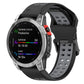 Two-tone silicone watch band with perforated strap and metal clasp; black and dark gray.