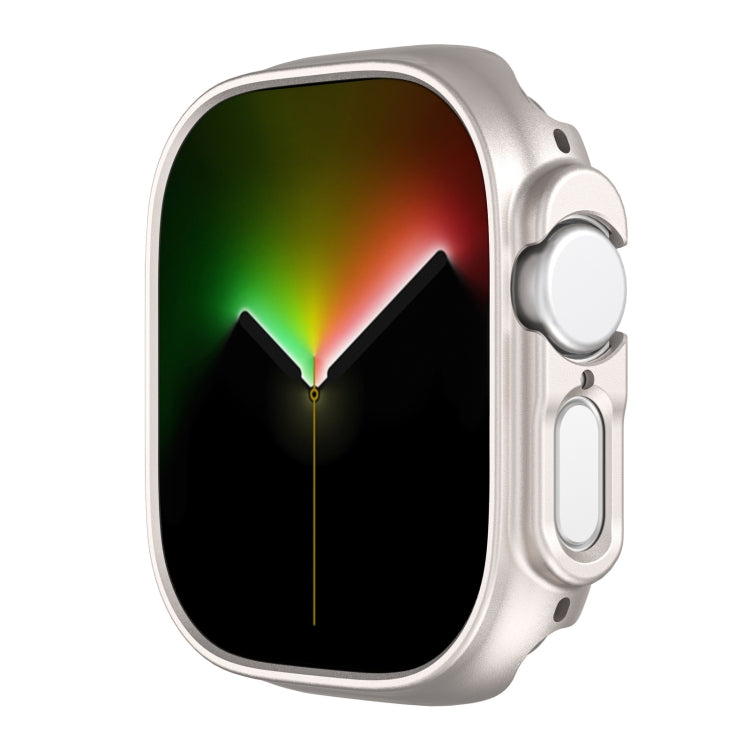 Frosted silver PC case for Apple Watch Ultra 49mm, clear side rails and button cutouts