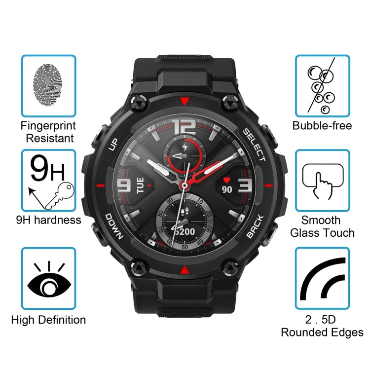 Smartwatch tempered glass protector film with 9H, bubble-free, smooth touch, rounded edges