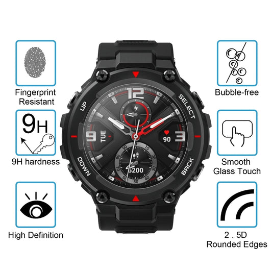 Smartwatch tempered glass protector film with 9H, bubble-free, smooth touch, rounded edges