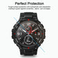 Smartwatch tempered glass screen protector with hydro/oleophobic coating for easy cleaning