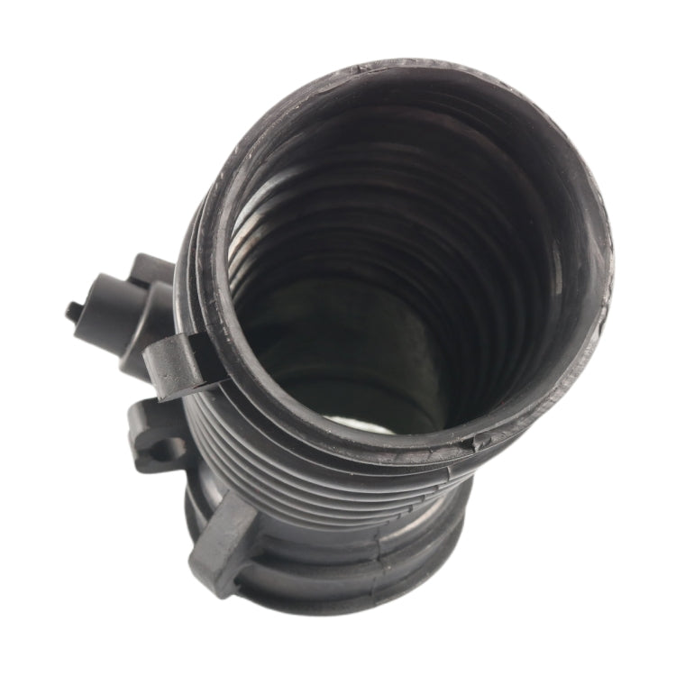 Car air intake hose, black rubber inlet end with ridged tube and clamp mount