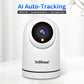 White SriHome pan-tilt WiFi surveillance camera with lens and night-vision ring