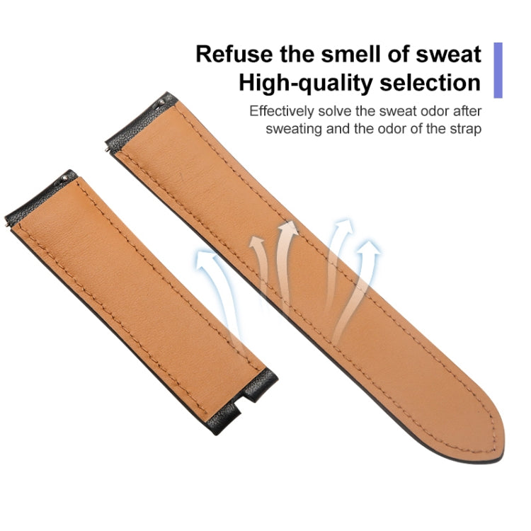 Tan genuine leather watch bands with stitched edges and metal clasp tabs