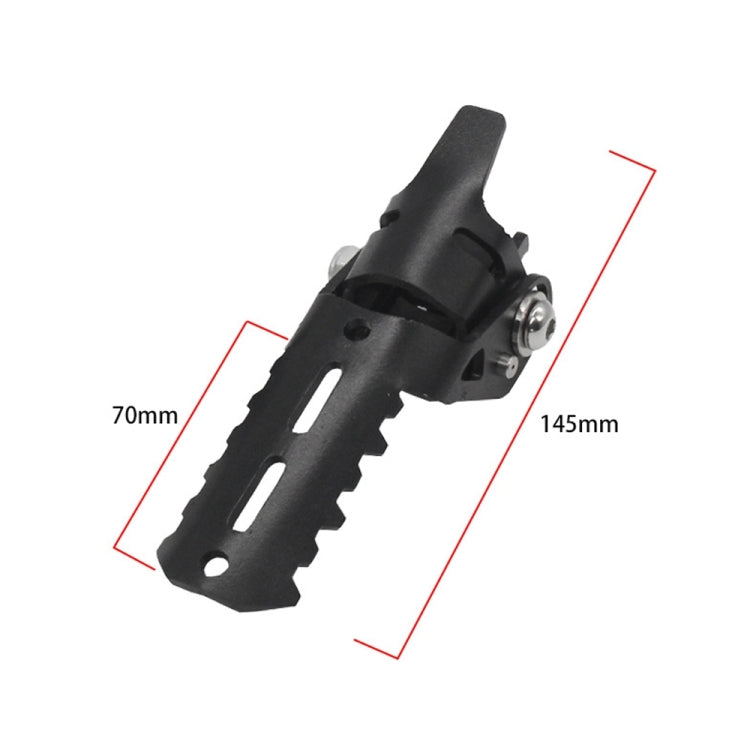 Black folding foot peg set with dimensions shown: 70mm and 145mm