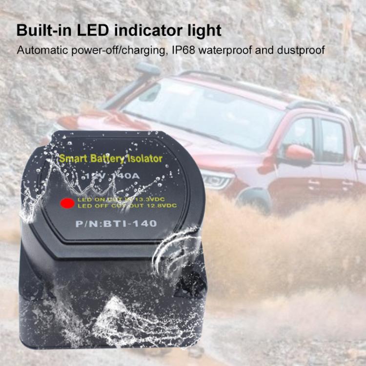 Built-in LED indicator smart battery isolator relay with IP68 waterproof claim