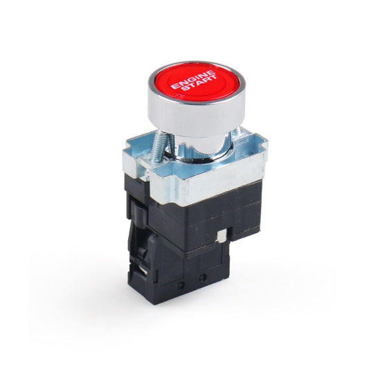 Engine start push button switch with red top and metal mounting base