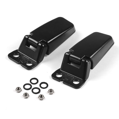Black rear tailgate window glass hinges set with mounting screws and nuts