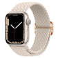 Braided nylon watch band with buckle, light gray woven strap with tan buckle for Apple Watch
