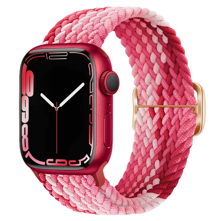 Light pink and magenta braided nylon watch strap with metal buckle