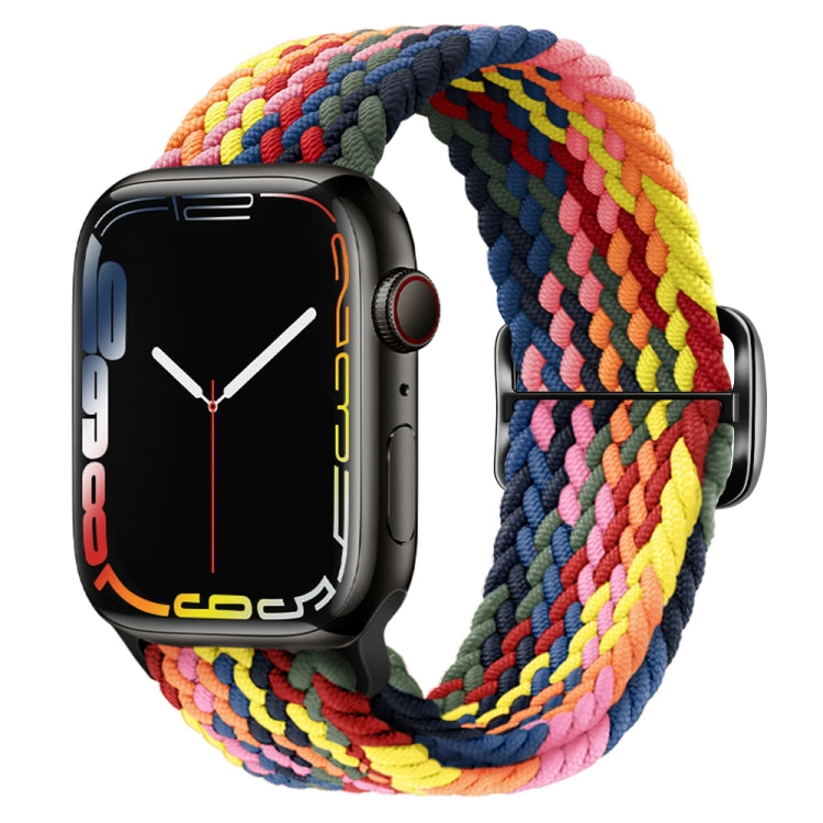 Rainbow nylon braided watch band with metal buckle and smartwatch face