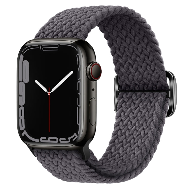 Braided nylon watch band with buckle for Apple Watch, gray charcoal braided watch band.