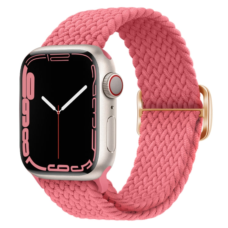 Braided nylon watch band with buckle, pink woven strap for Apple Watch