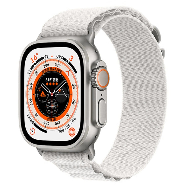 Nylon watch band with white fabric and buckle for Apple Watch Ultra 49mm
