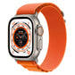 Nylon watch band with bright orange fabric and adjustable closure for Apple Watch Ultra 49mm