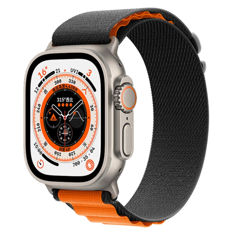 Nylon watch band with black strap and orange underside