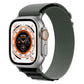 Nylon watch band with dark green strap and black underside