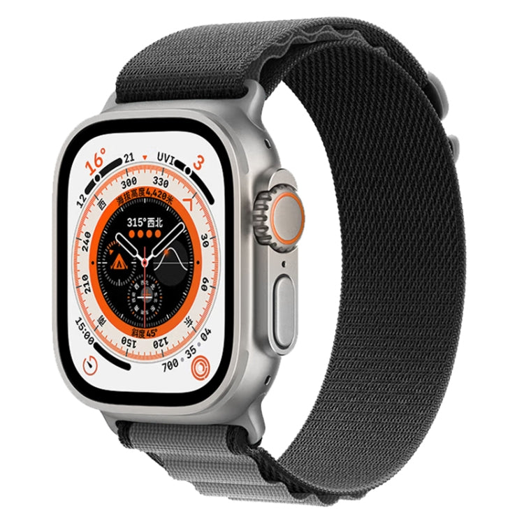 Nylon watch band with black-gray fabric and buckle for Apple Watch Ultra 49mm