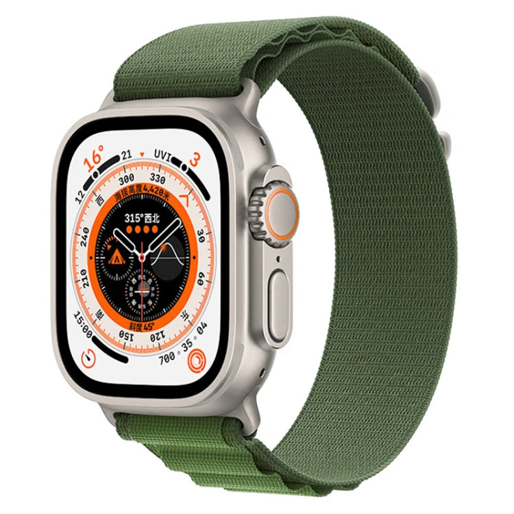 Nylon watch band with olive green fabric and buckle for Apple Watch Ultra 49mm