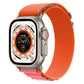 Nylon watch band with orange fabric and secure buckle for Apple Watch Ultra 49mm
