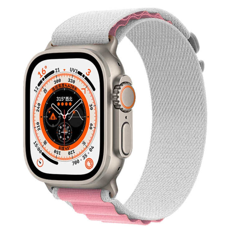 Nylon watch band with light gray strap and pink accent segment