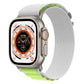 Nylon watch band with light gray strap and neon green bottom segment