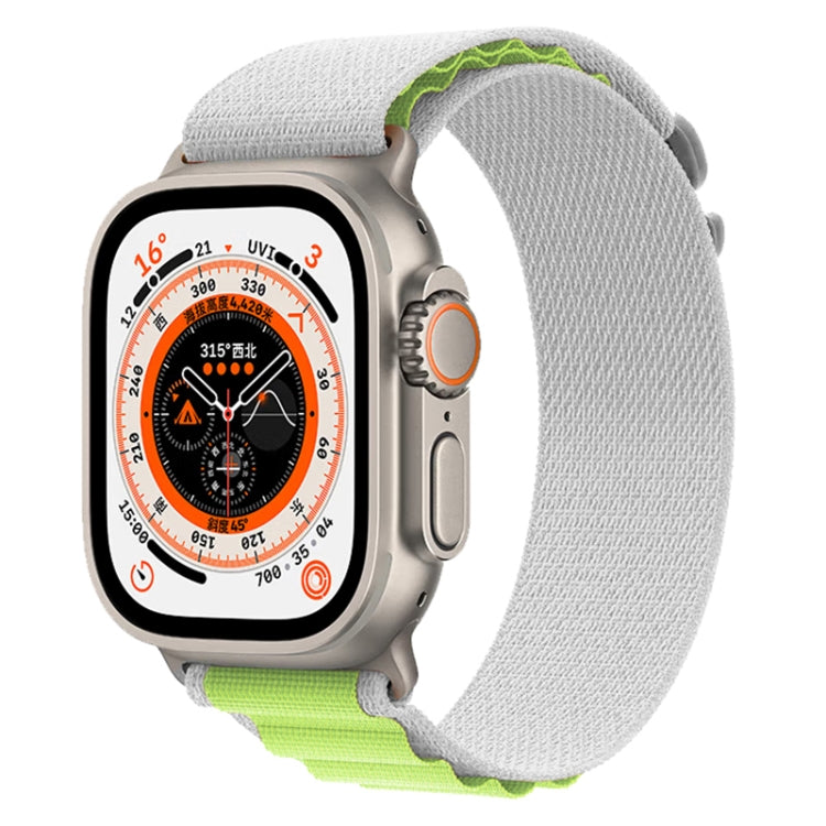 Nylon watch band with light gray strap and neon green bottom segment