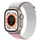 Nylon watch band with light gray strap and soft pink accent segment