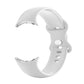 White silicone watch band with perforated holes and clasp, no watch displayed.