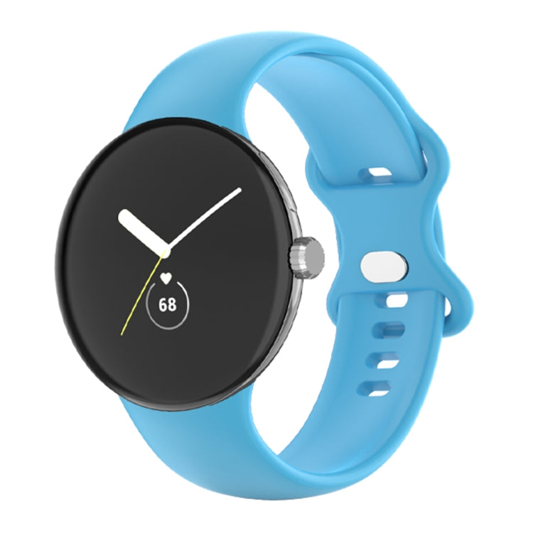 Sky blue silicone watch band with clasp and perforated strap for Pixel Watch 41mm