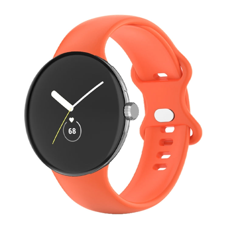 Orange silicone watch band with clasp and perforated strap for Pixel Watch 41mm