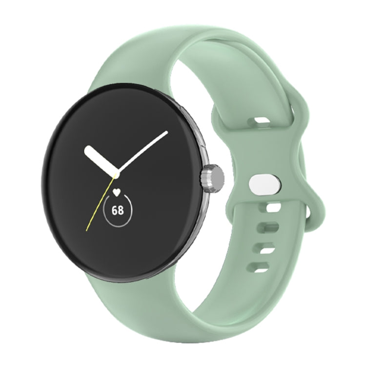 Light green silicone watch band with clasp and perforated strap for Pixel Watch 41mm