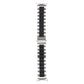 Three-strand metal watch band with silver links and a black center stripe