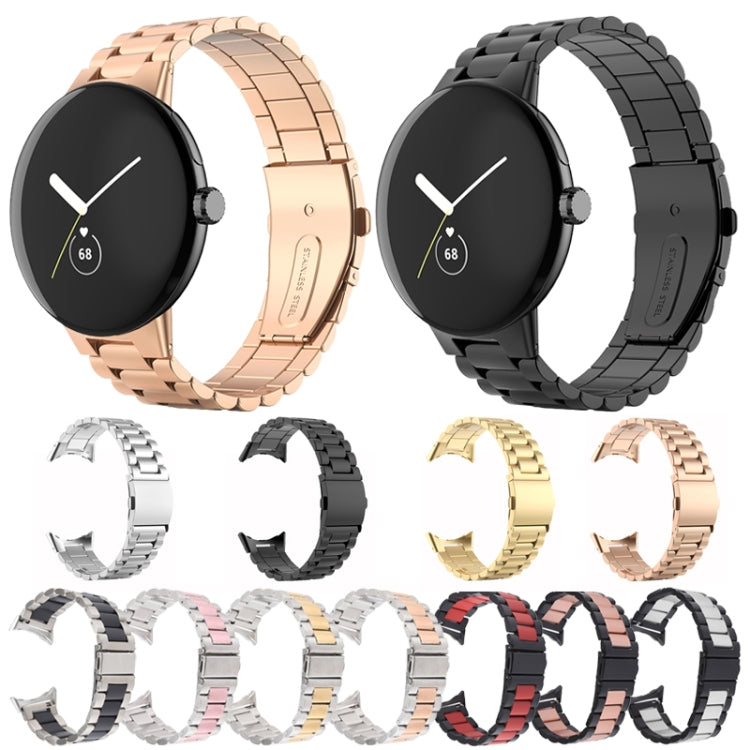 Three-strand metal watch band multipack with gold and black tones