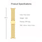 Gold three-strand metal watch band displayed upright with clasp ends