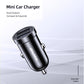 awei C-826 mini dual USB car charger with dual USB outputs, compact black cylinder