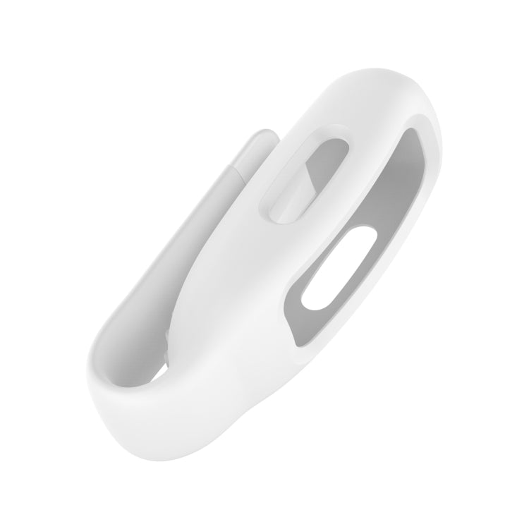 White silicone protective clip case cover with side holes, close-up angled view